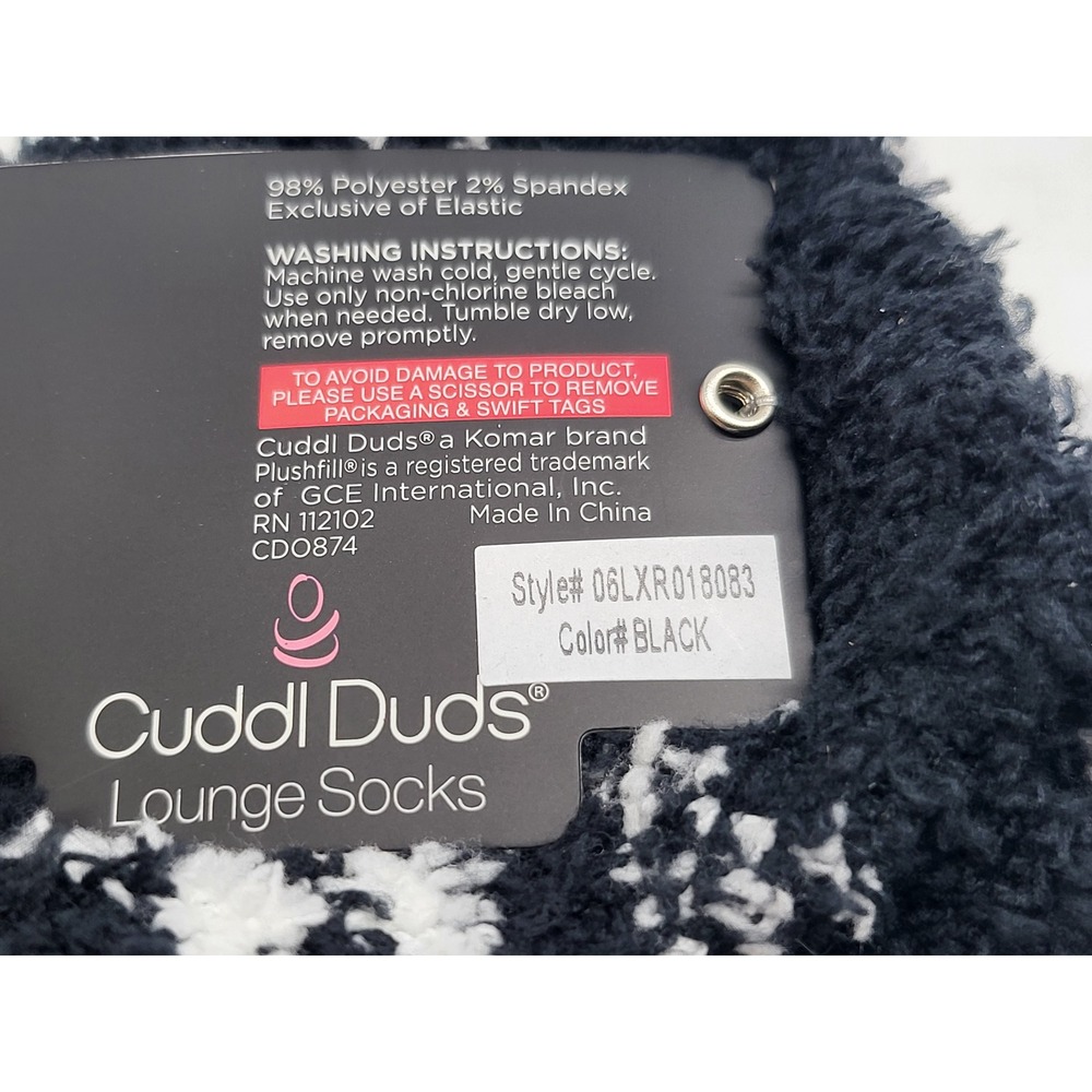 Cuddl Duds 3 Pair Lounge Socks Womens Shoe Size 4-10 Plushfill Black White - Picture 3 of 3